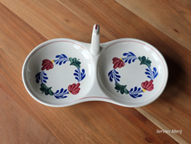 Boerenbont Boch serveerschaal petitfourhouder met greep  bloemen