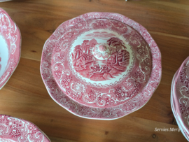 Engels rood Enoch Wedgwood River Scene compleet eetservies 6 personen