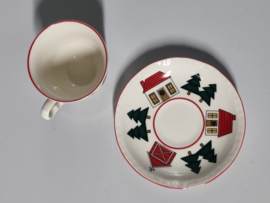 Engels Mason's Christmas Village 1983 Kerstservies Thee Kop en schotel 8,5 cm