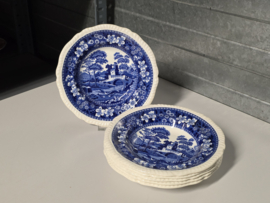 Engels Copeland Spode's Tower blauw set 6x diepe borden 19 cm