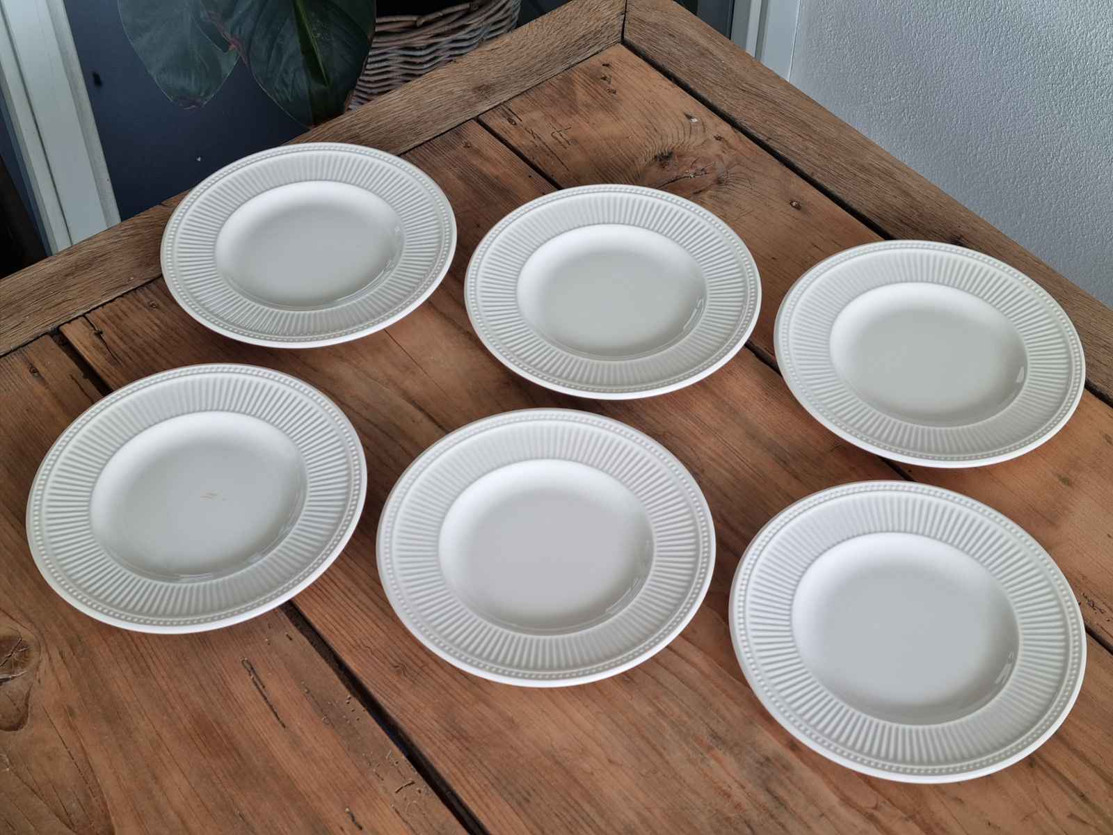 Wedgwood Windsor Gebakstel 6-persoons met parelrand