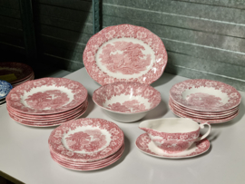 Engels rood Enoch Wedgwood Woodland serviesset 21-delig