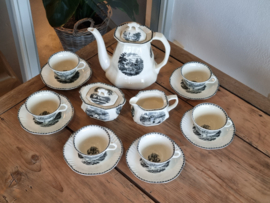 Landschap Zwart Societe Ceramique Koffieservies 6-pers. (hoekig model)