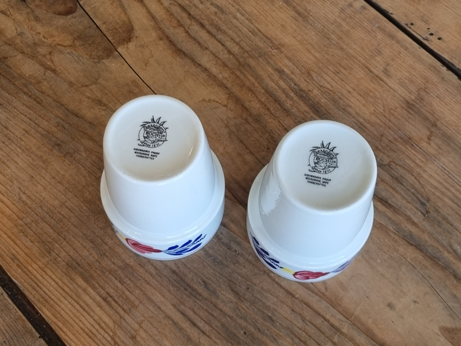 Boerenbont Boch set 2x Beker Mok missen 2 groene bloemen (Bijzondere Uitgave)