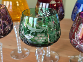 Boheems Kristal Glas set (1) van 6x op hoge voet 20,5 cm alle kleuren