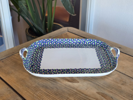 Societe Ceramique Schrijfnamendecor dienblad van aardewerk 39,5 cm