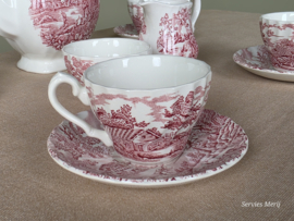 Engels rood The Hunter by Myott Koffie Theeservies 4-personen