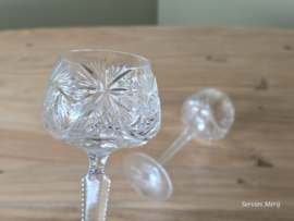 Boheems Kristal Glas set van 2x op hoge voet 19,5 cm kleur Blanc