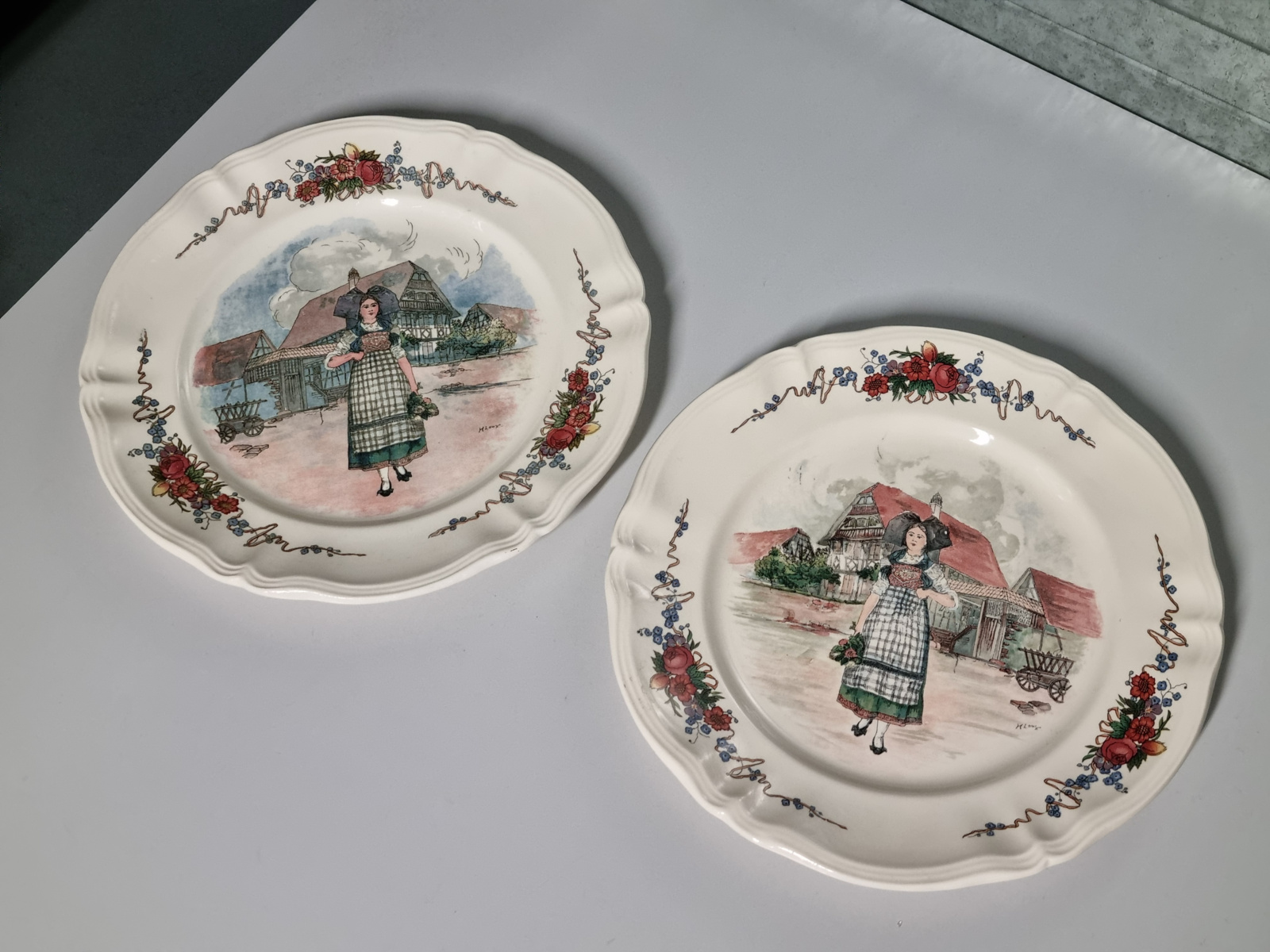 Frans Sarreguemines Obernai Set 2x Pannenkoekenborden 31,5 cm