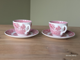Engels rood Enoch Wedgwood Avon Cottage set 2x kop en schotel