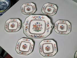 Engels Spode Copeland Chinese Rose gebakstel 6 personen
