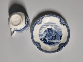 Engels blauw Johnson Bros Old Britain Castles set 2x espresso kop en schotel