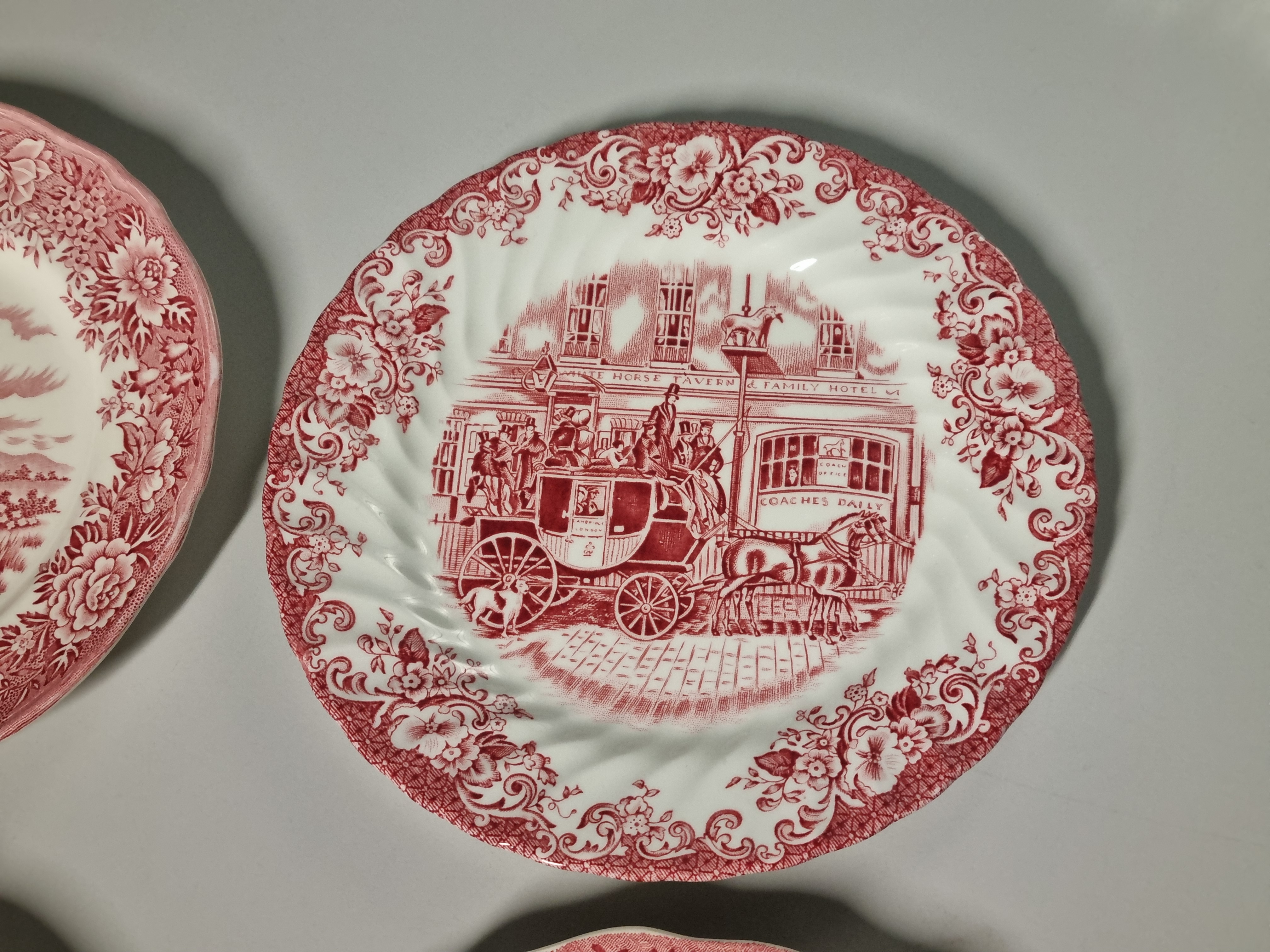 Engels rood Set 6x mix & match ontbijtbordje dessertbordje