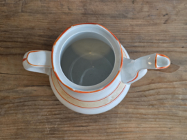 Societe Ceramique Koffiepot (vintage/retro wit met oranje)