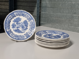 Villeroy en Boch Burgenland blauw set 8x Ontbijtbordje 19 cm