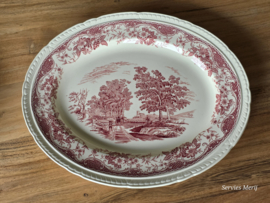 Engels rood Olde England Royal Tudor Ware Set 2x ovale schaal