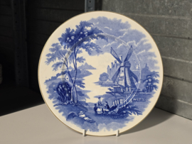 Engels blauw Palissy Ware Windmill plat dinerbord 26 cm
