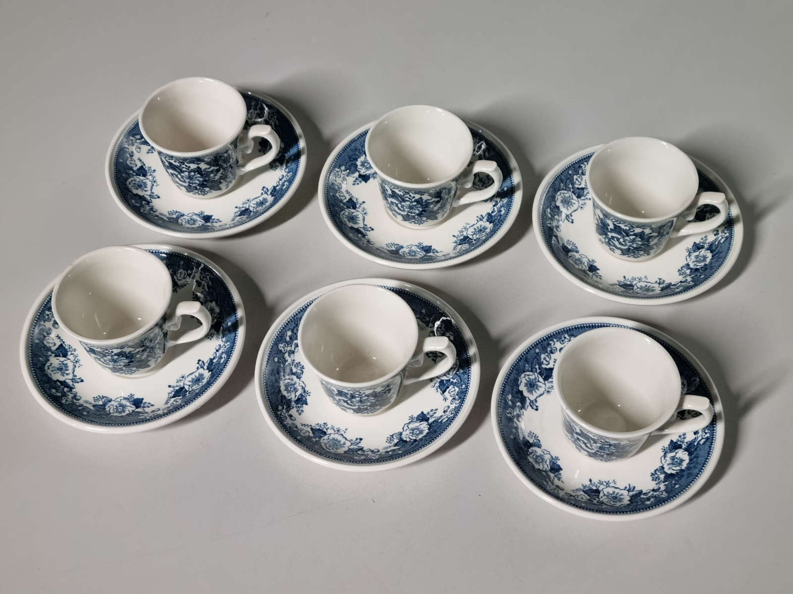 Villeroy en Boch Balmoral blauw set 6x espresso kop en schotel