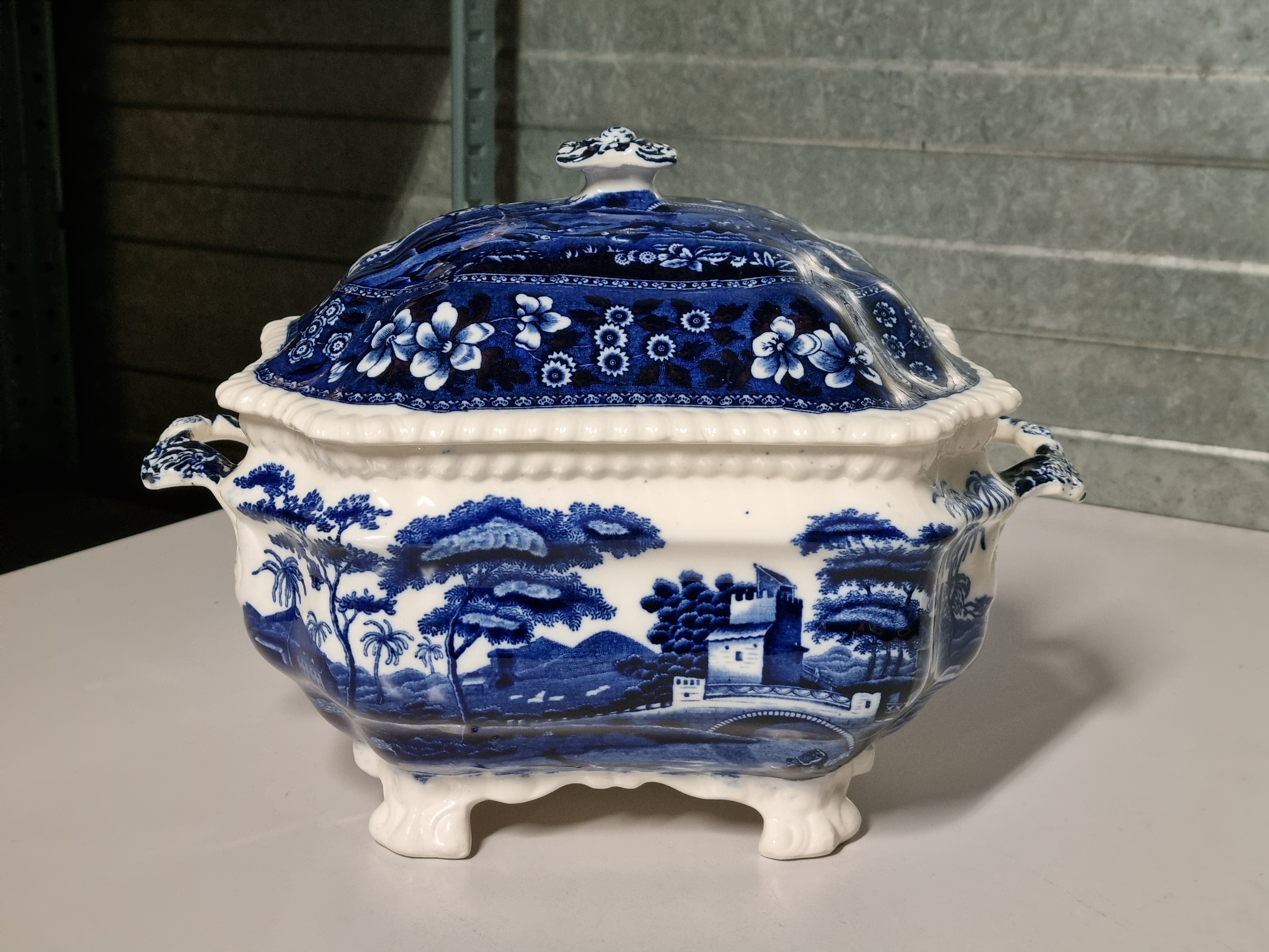 Engels Copeland Spode's Tower blauw Soepterrine Dekschaal Terrine