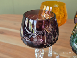 Boheems Kristal Glas set (1) van 6x op hoge voet 20,5 cm alle kleuren
