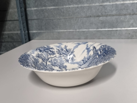 Engels blauw The Hunter by Myott ronde hoge schaal 21 cm