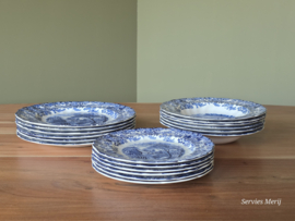 Engels blauw Johnson Bros Mill Stream set 18 borden, 6 persoons
