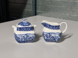 Engels blauw Enoch Wedgwood decor River Scene Roomstelletje