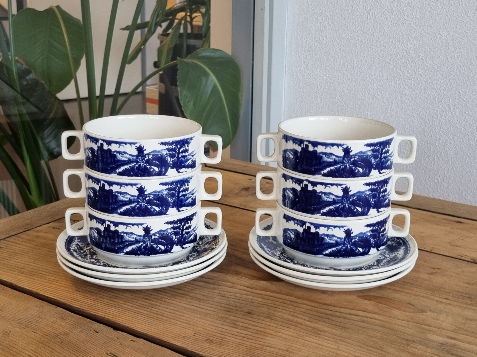 Boch Belgium set 6x soepkom met schotel