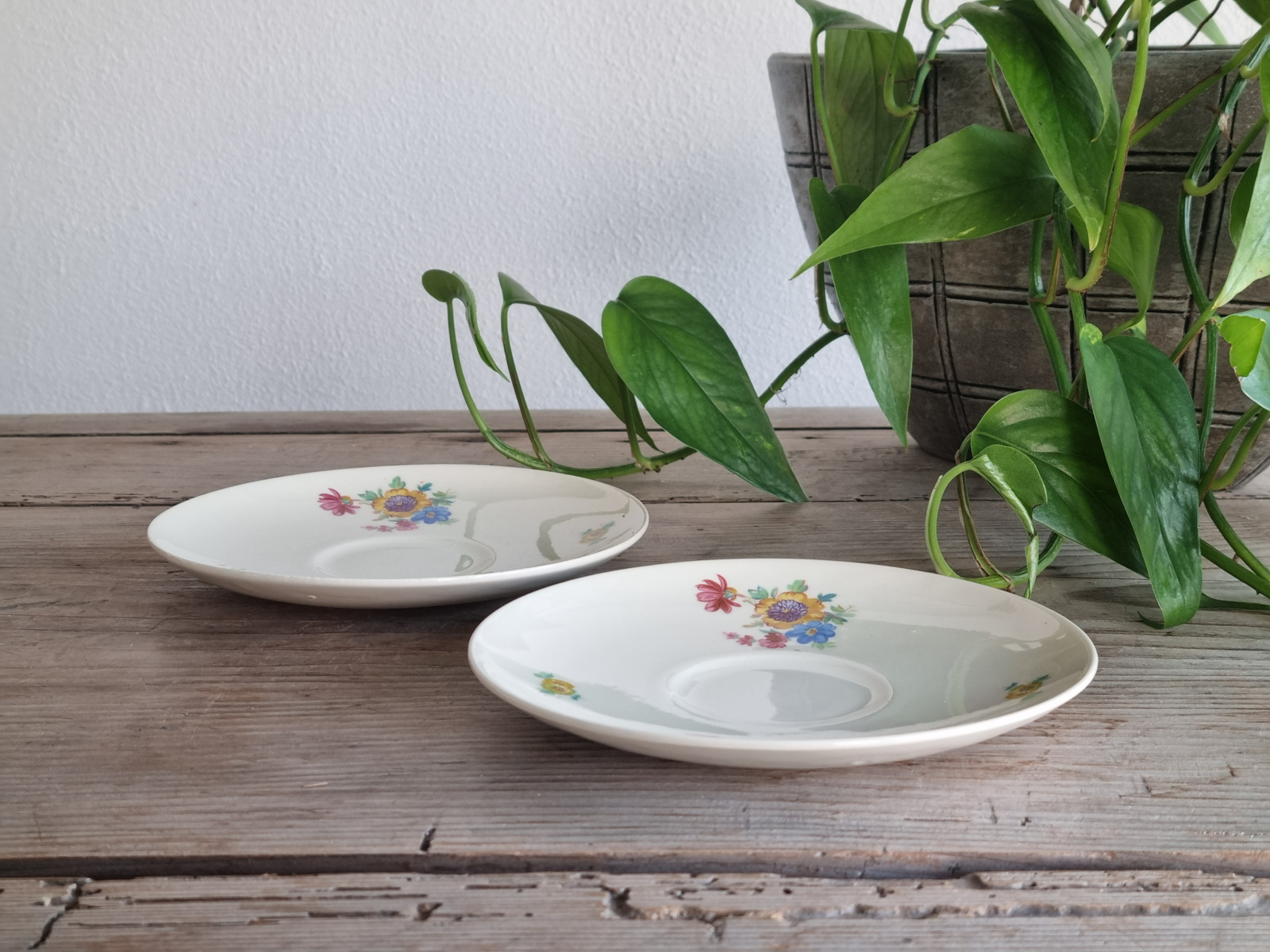 Regout creme Boudewijn Pioenroos set 2x losse Schotel 15,5 cm