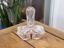Vintage glas bakje met deksel van kaptafelset