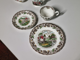 Engels bruin Jachtservies Myott's Country Life Koffieservies Ontbijtservies 2-pers.