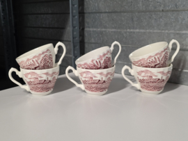 Engels rood Royal Wessex Postkoets set 6x kop en schotel