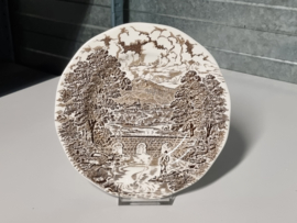 Engels bruin Crown Ducal Bridge Scenes Ontbijtbordje 20 cm