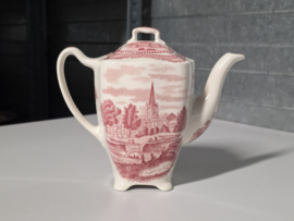 Engels rood Johnson Bros Old Britain Castles mini koffiepotje 13 cm