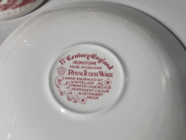 Engels rood 17th Century England Royal Tudor Ware Staffordshireset Koffieservies 4-persoons
