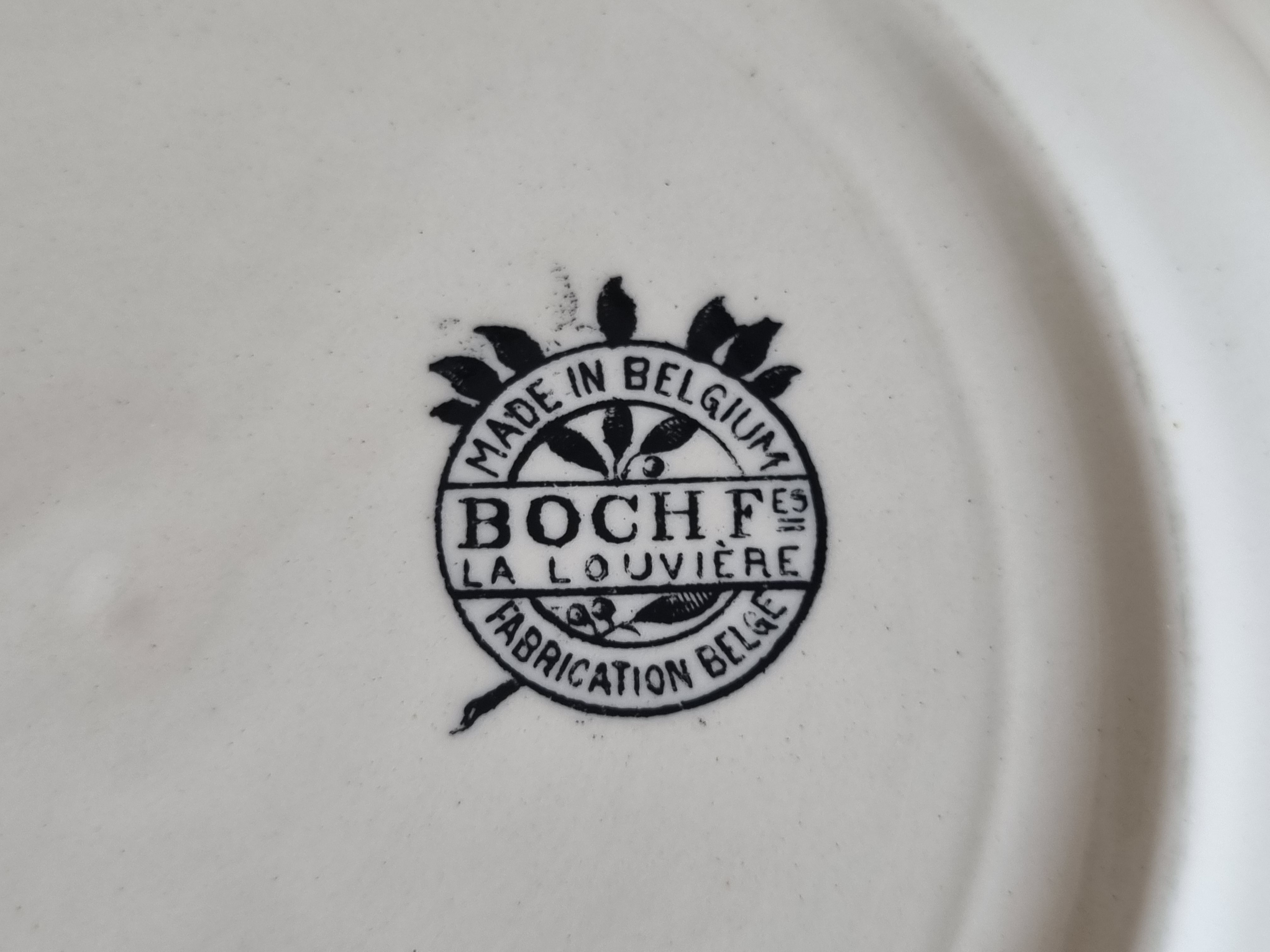 Boch Belgium Malines landschap zwart diep pasta curry bord 20,5 cm