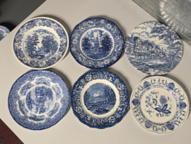 Engels blauw Mix & Match Set 6x dinerbord 24 - 25,5 cm