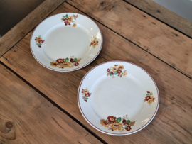 Societe Ceramique set 2x plat Dinerbord bloemetje 23,5 cm