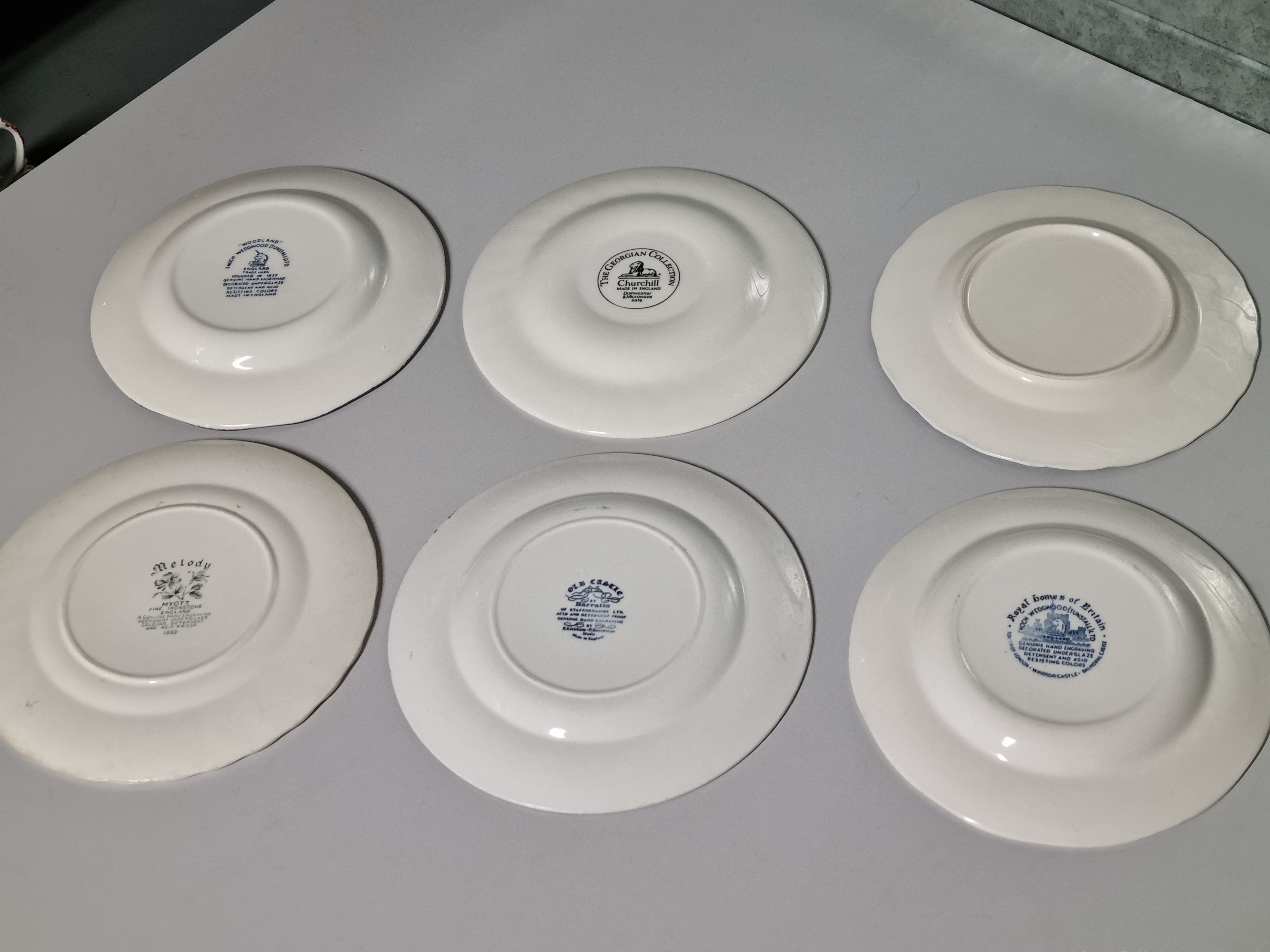 Engels blauw Set 6x mix & match ontbijtbord dessertbord 20 cm