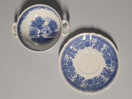 Villeroy en Boch Burgenland blauw Soepkom met schotel (plat oortje)