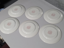 Engels rood Coaching Taverns Royal Tudor Ware Staffordshire set 6x plat dinerbord 25 cm