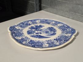 Villeroy en Boch Burgenland blauw ronde schaal met greepjes 28,5 cm (bruine verkleuringen)