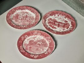 Engels rood Set 3x mix & match ovale serveerschaal