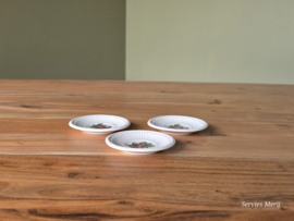 Wedgwood Moss Rose set 3x serveerbordje, theezakjeslegger 8 cm