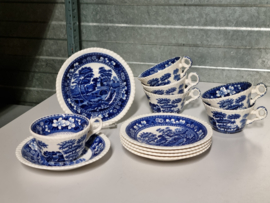 Engels Copeland Spode's Tower  blauw Ontbijtservies 6-pers
