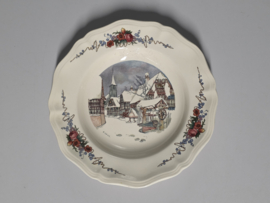 Frans Sarreguemines Obernai diep bord 25 cm (sneeuw)