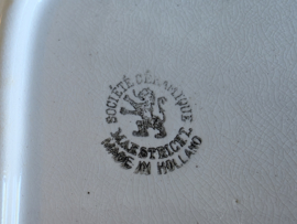 Societe Ceramique Schrijfnamendecor Oud Luik Dienblad van Aardewerk