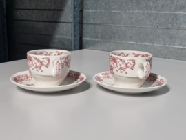 Villeroy en Boch Valeria rood Set 2x Koffie Kop en schotel (stapelbaar, met randje)