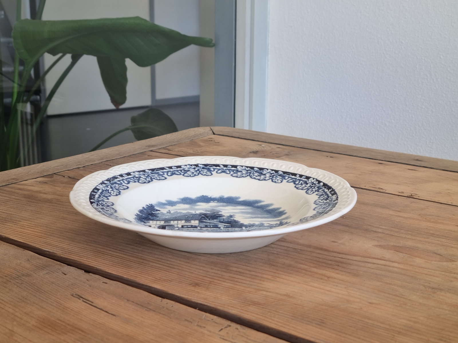 Boerenhoeve blauw Societe Ceramique diep pasta curry bord 23,5 cm