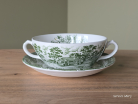 Engels groen Grindley Country Inns Soepkom met schotel